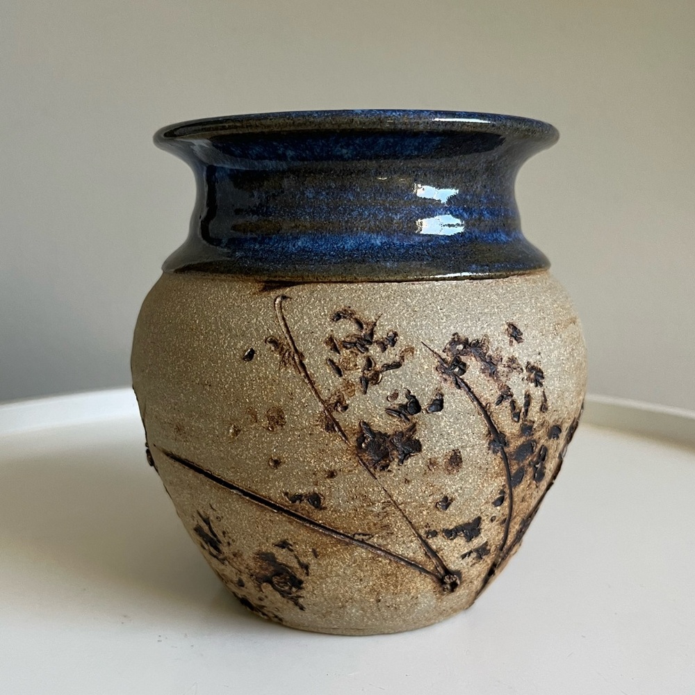 Vintage Studio Art Pottery Mellblom Signed Glazed Earth Tones Vase Ceramic